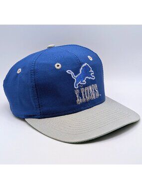 Vintage Detroit Lions NFL Competitor Snapback Hat Cap Blue Gray Retro 80s 90s